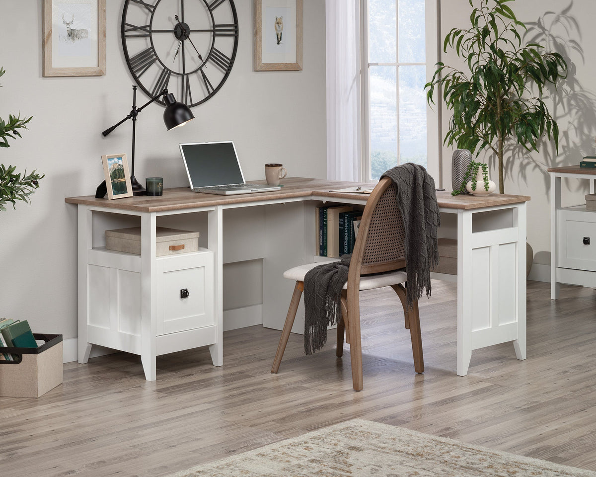 August Hill L-Desk Wh Base W/ Loa Top image
