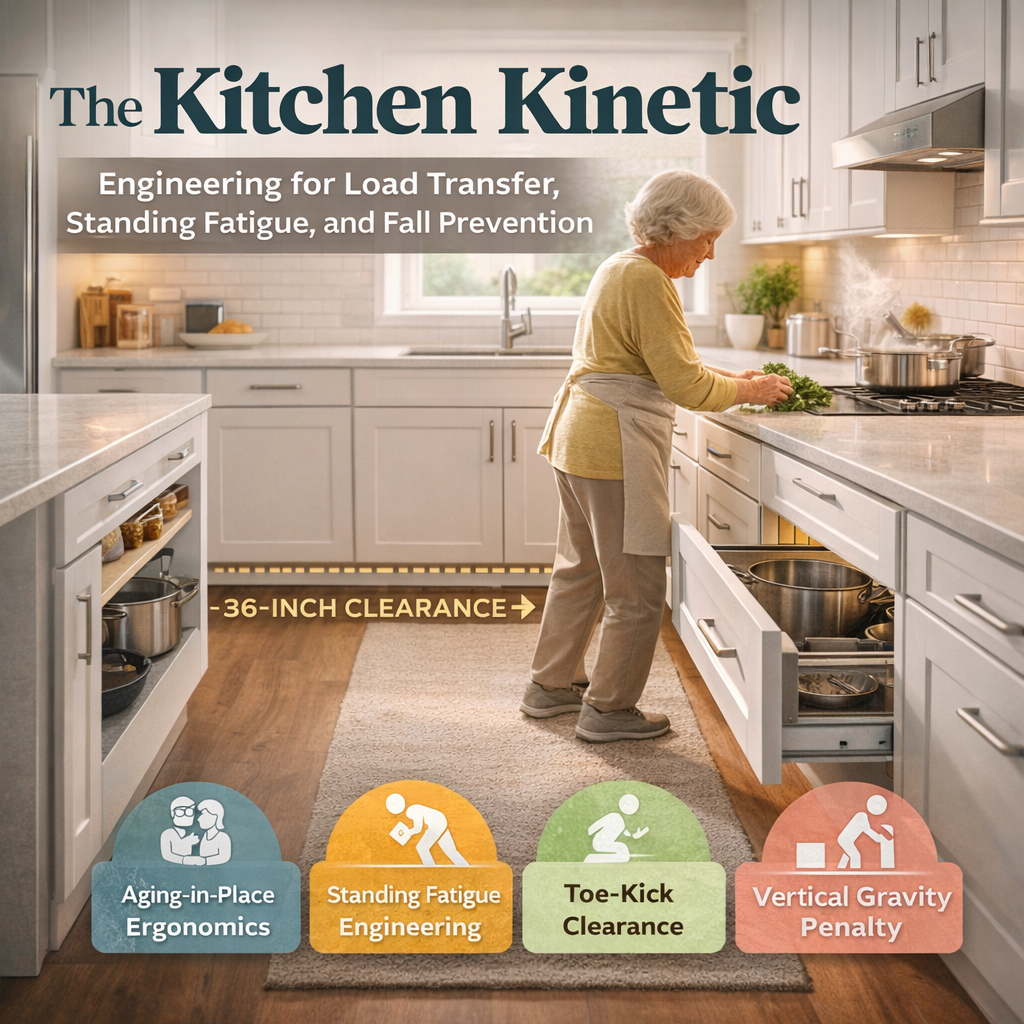 The Kitchen Kinetic: Engineering for Load Transfer, Standing Fatigue, and Fall Prevention
