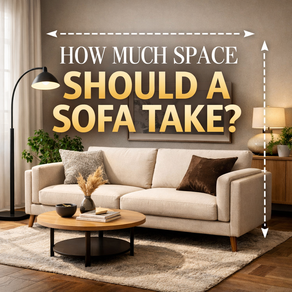 Modern living room with a neutral three-seat sofa and coffee table in a balanced, well-proportioned layout