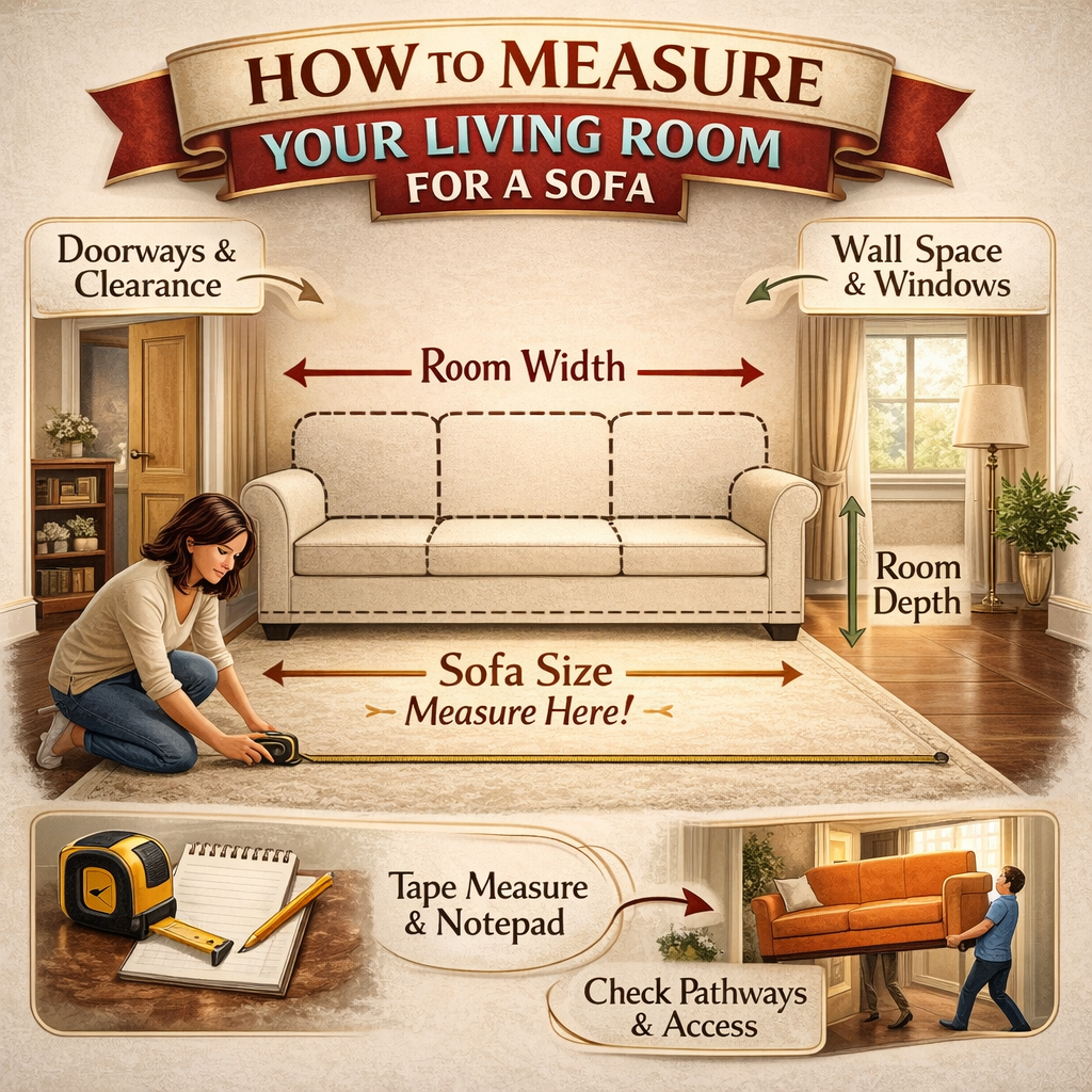 How to Measure Your Living Room for a Sofa (Step-by-Step + Exact Dimensions to Check)