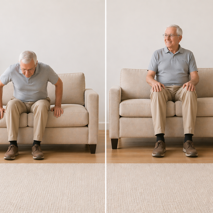sofa seat height for elderly showing difference between low couch hard to get up from and higher seat sofa for easier standing