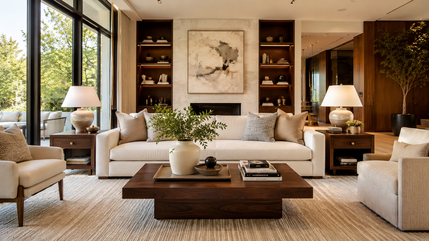 Coffee table vs end tables only in a modern living room showing the best layout for shared surface space, traffic flow, and everyday function