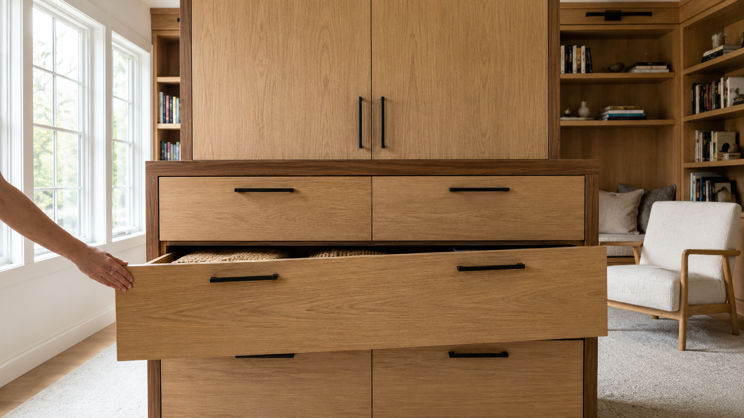 Access Compensation in cabinets caused by corner pulling, off-axis force, drawer misalignment, and accelerated hardware wear