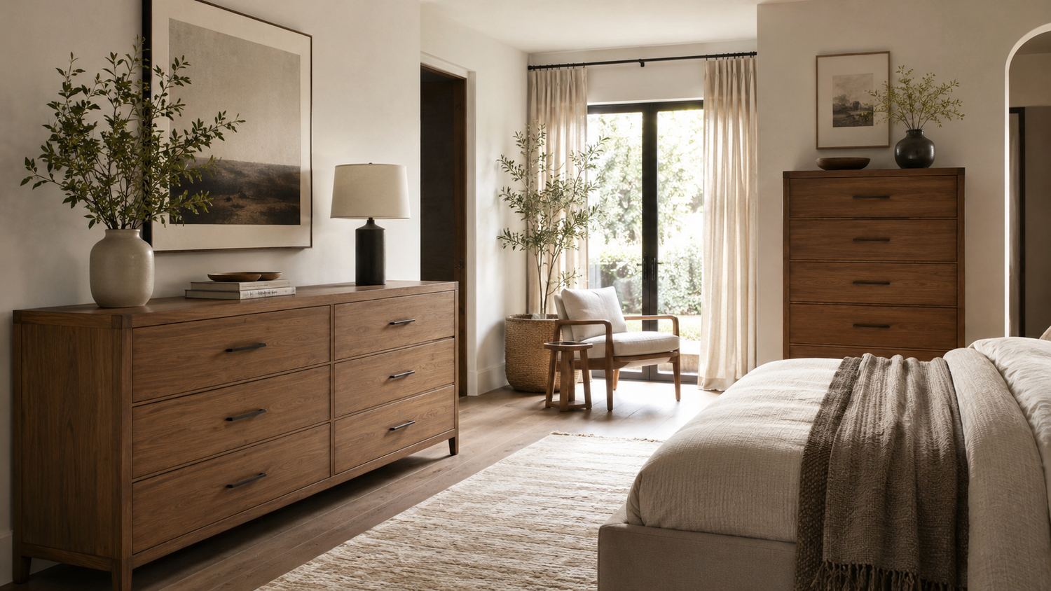 Dresser vs chest of drawers comparison in a bedroom showing differences in storage capacity, organization, and space efficiency