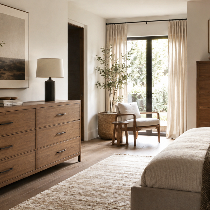 Dresser vs chest of drawers comparison in a bedroom showing differences in storage capacity, organization, and space efficiency