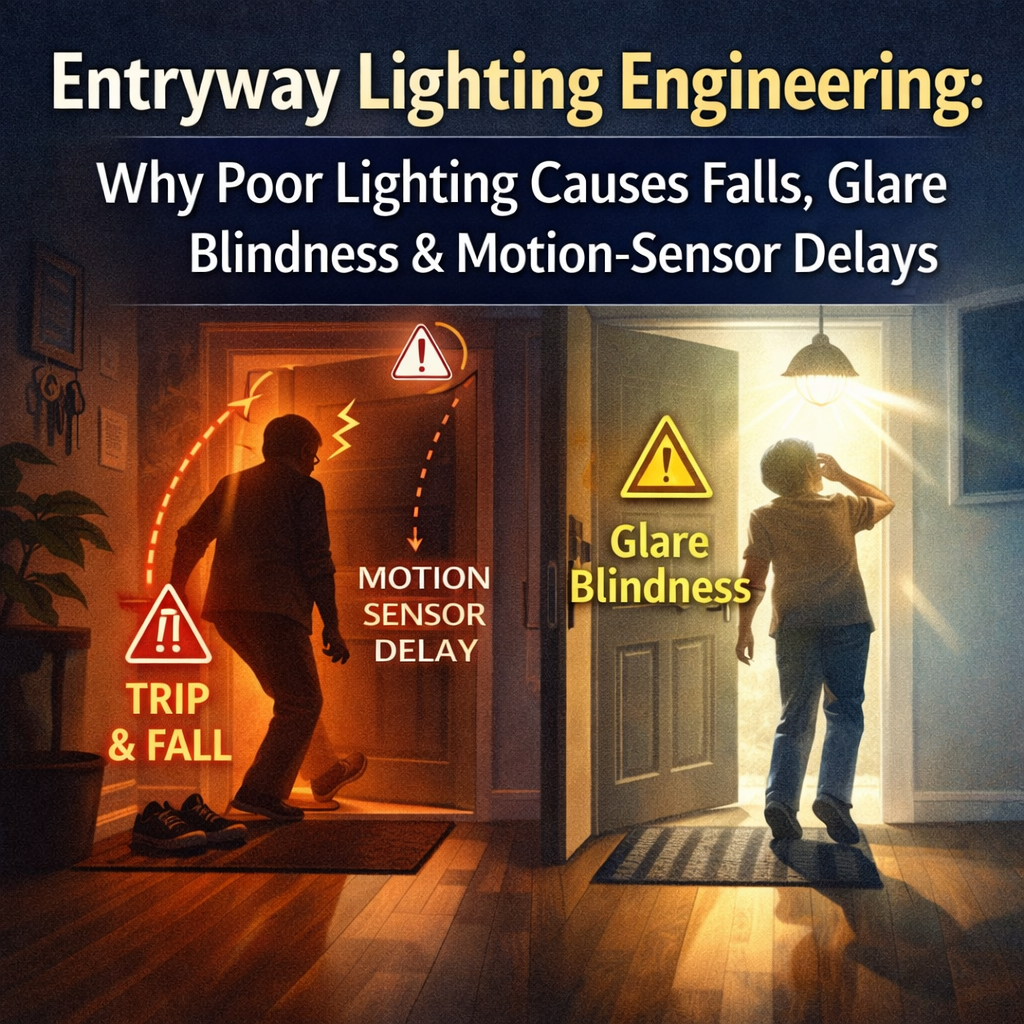 Entryway Lighting Engineering: Why Poor Lighting Causes Falls, Glare Blindness & Motion-Sensor Delays