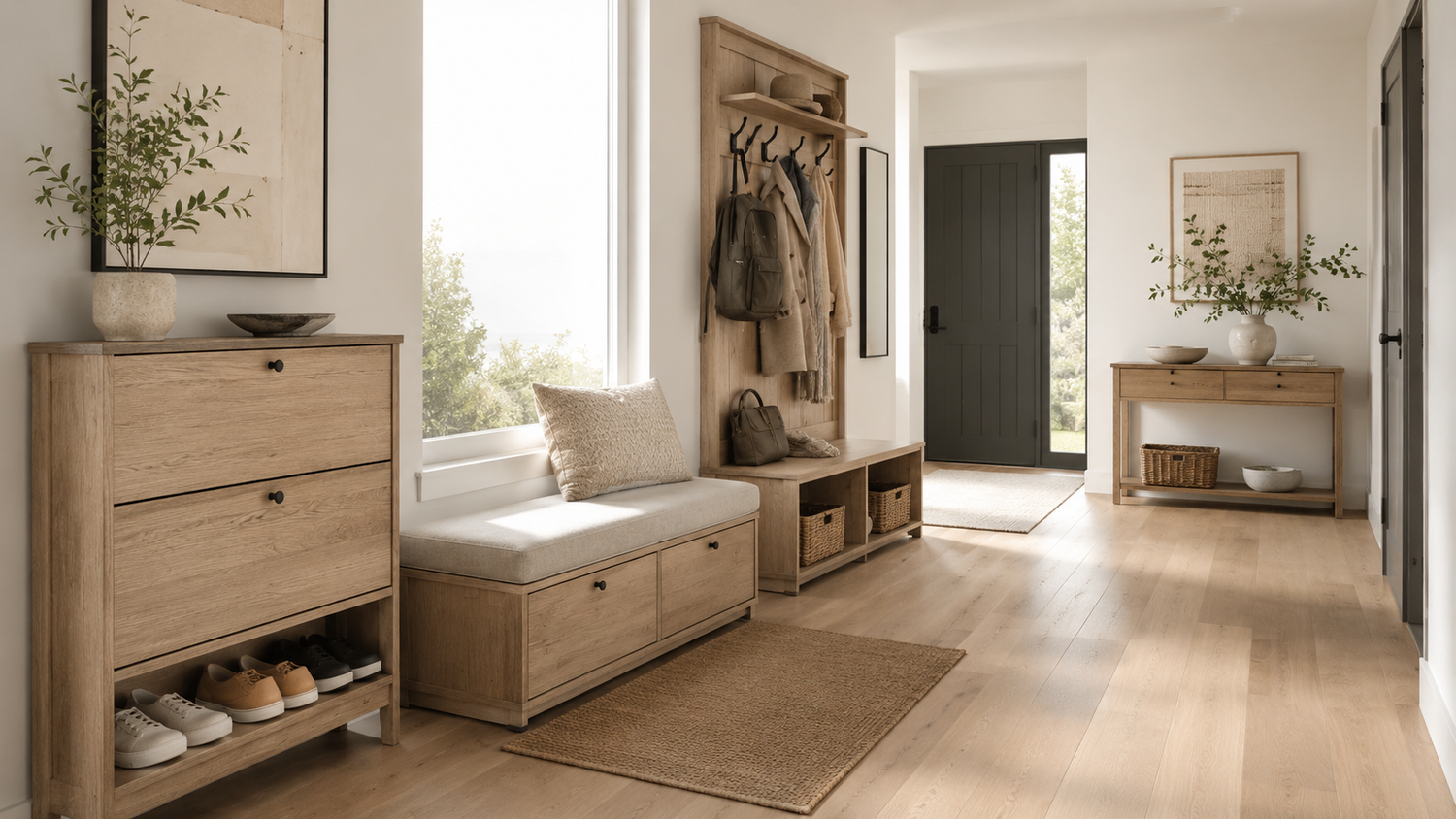 Best entryway furniture decision guide featuring a shoe cabinet, storage bench, hall tree, and console table for organized homes