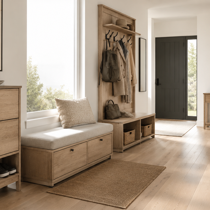 Best entryway furniture decision guide featuring a shoe cabinet, storage bench, hall tree, and console table for organized homes