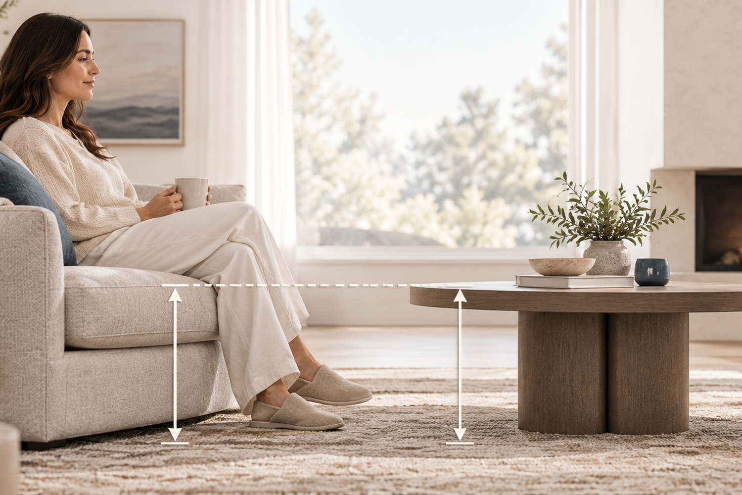 How tall should a coffee table be? Ideal height compared with sofa seat