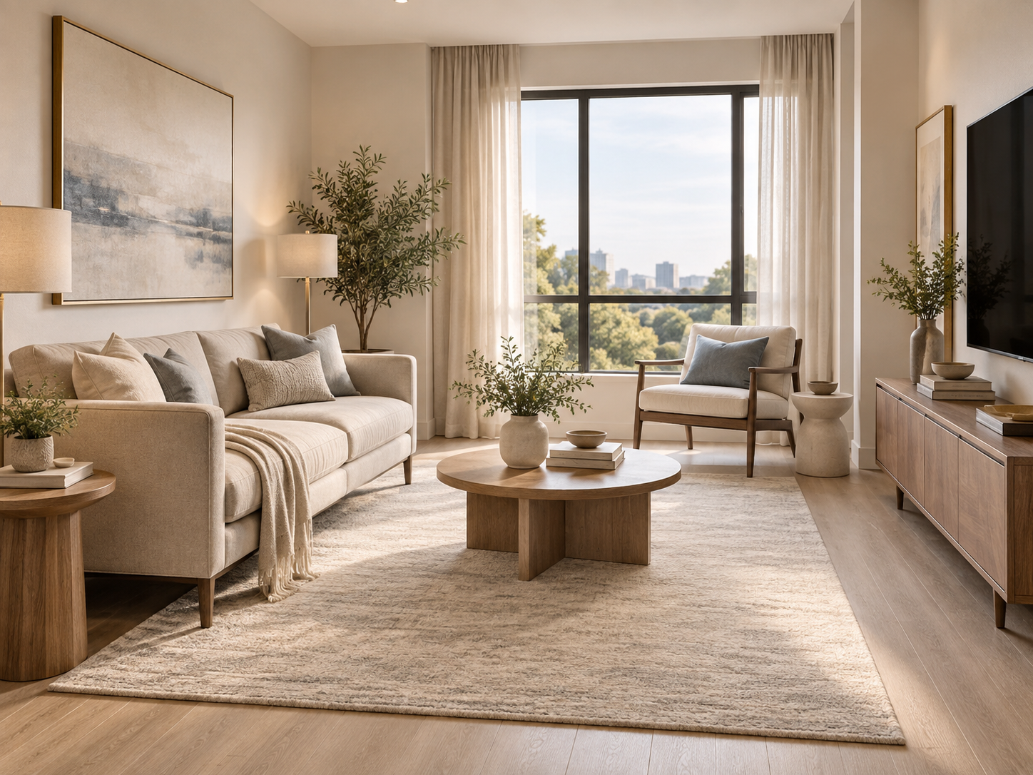 How to make a small living room look bigger with furniture, open sightlines, and visible floor