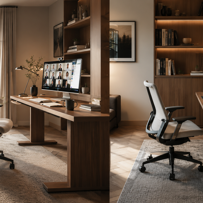Office chair with headrest versus office chair without headrest in a home office, comparing neck support, ergonomics, reclining comfort, and productivity