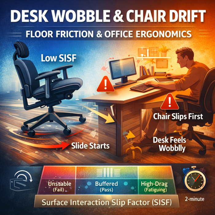Desk Wobble and Chair Drift Explained: Why Floor Friction Breaks Office Stability