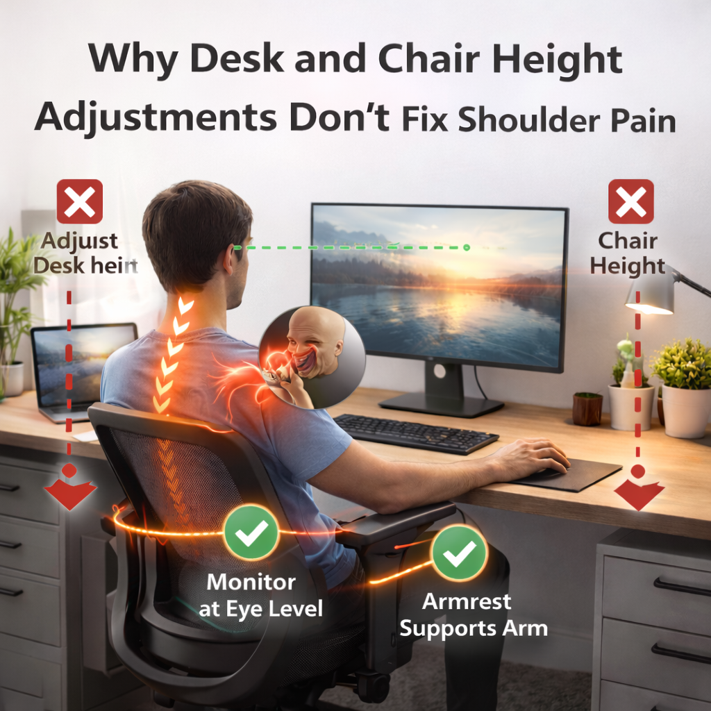 Why Desk and Chair Height Adjustments Don’t Fix Shoulder Pain?