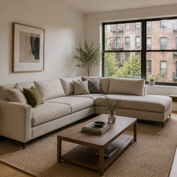 Can a sectional work in a small living room? Smart sectional layout with open walkways and clear circulation paths