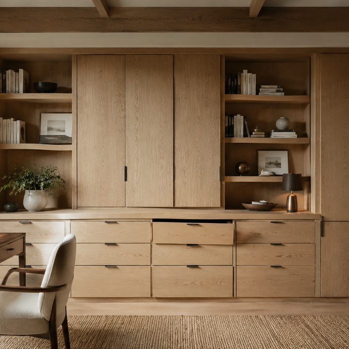 System Slack showing accumulated cabinet misalignment, drawer drift, and long-term furniture deterioration