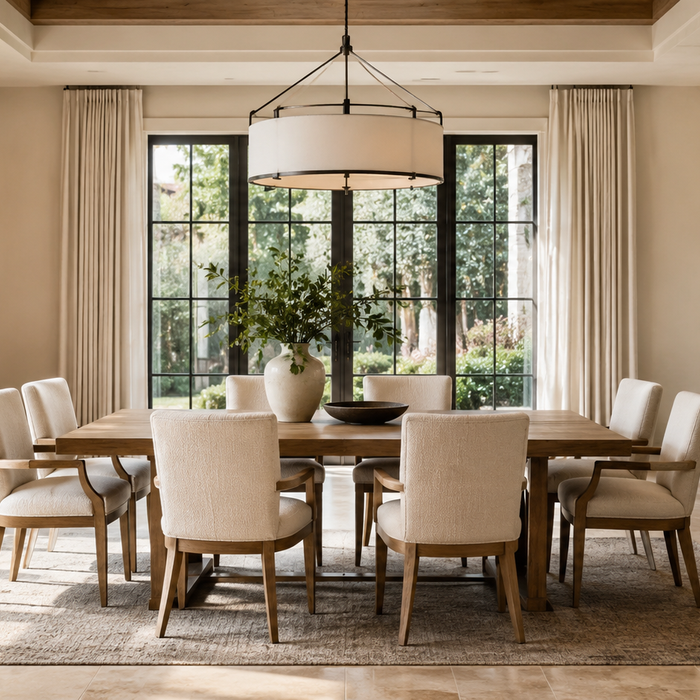 What size dining table do I need for my room? Dining table sizing guide showing proper clearance and room proportions