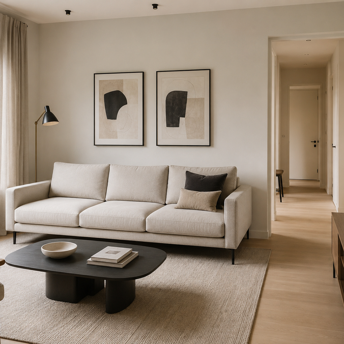 What size sofa fits a living room while preserving walkway space, coffee table clearance, and balanced furniture scale
