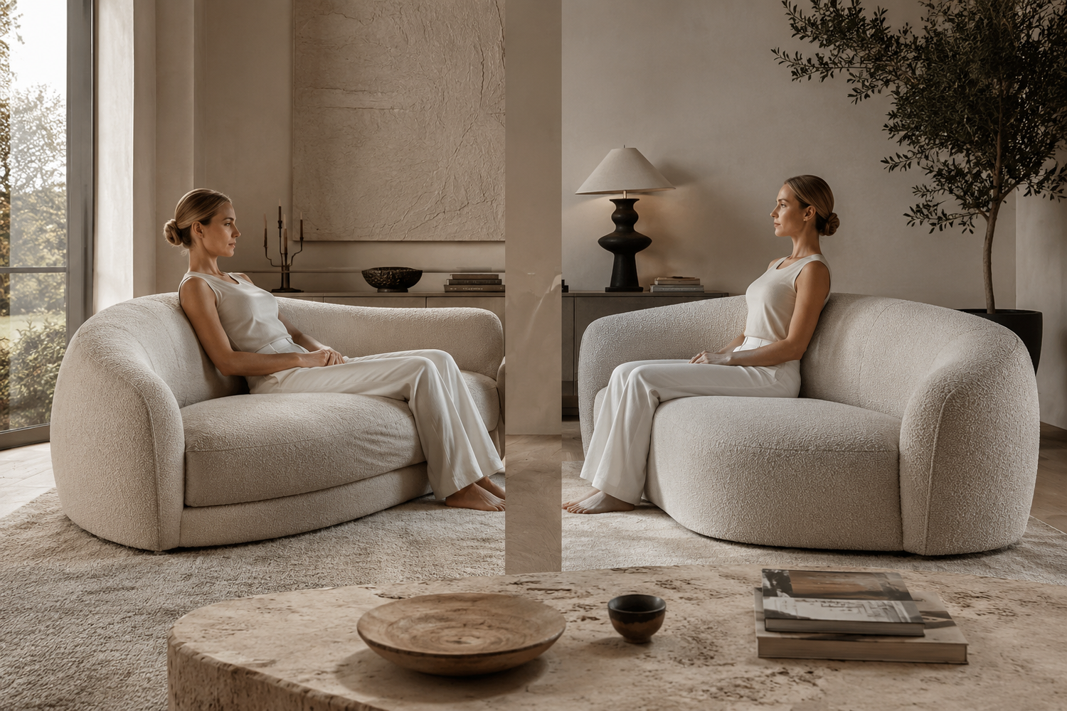 Luxury sofa cushion engineering comparison showing posture support, cushion sag resistance, and long-term seating alignment in premium upholstered furniture