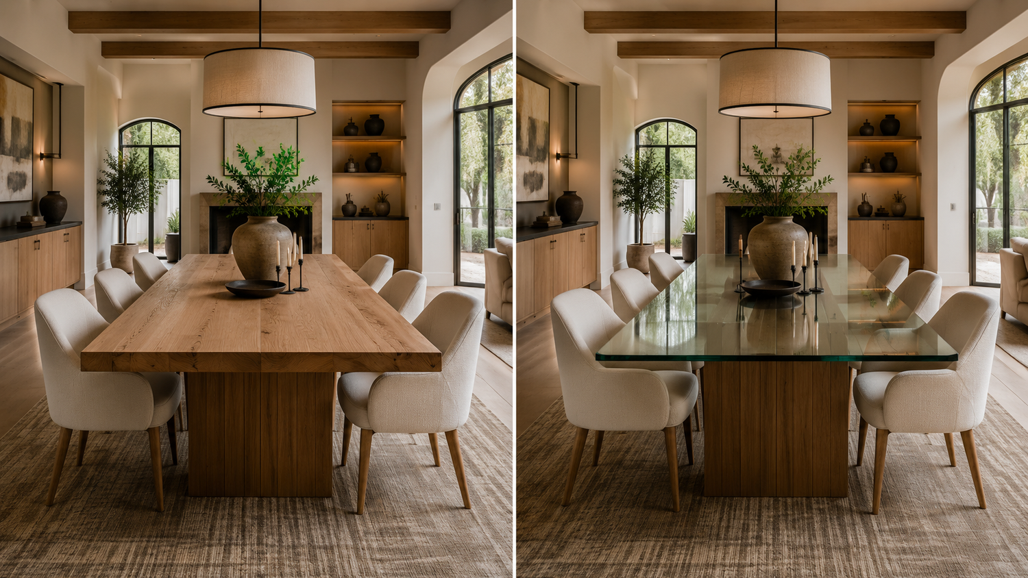Wood vs glass dining table comparison for durability, maintenance, repairability, small spaces, and everyday family use