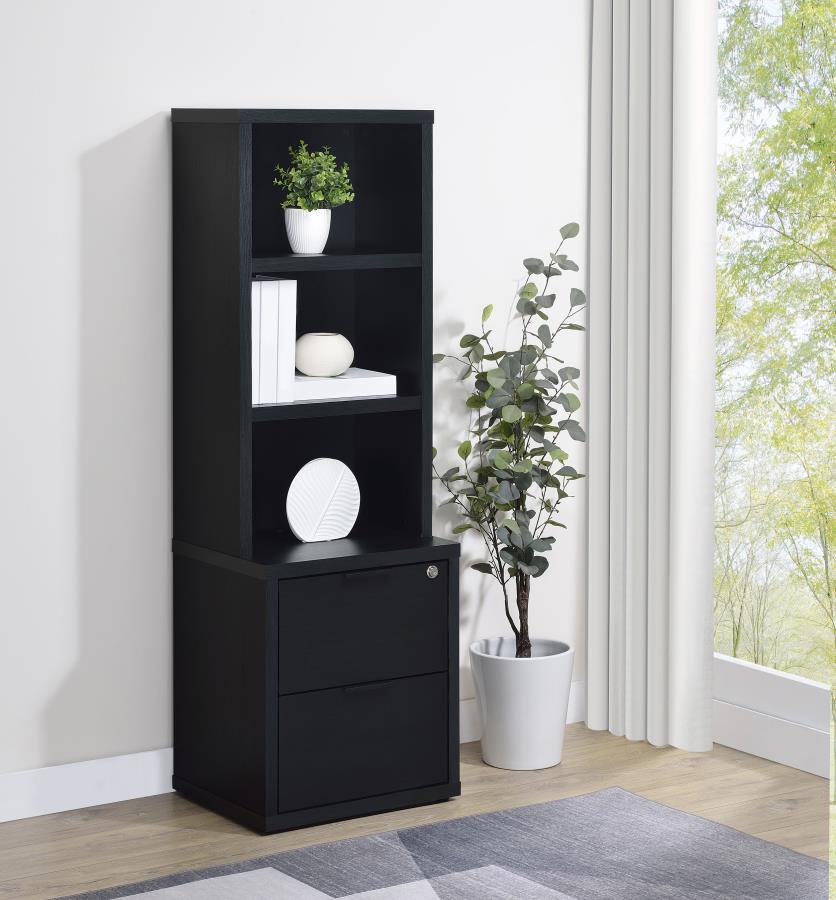 3-Shelf Bookcase with USB Charging Ports & Lockable Drawer