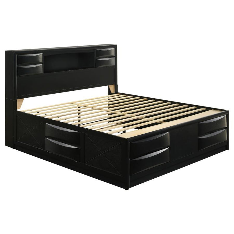 Briana Wood Eastern King Storage Bookcase Bed