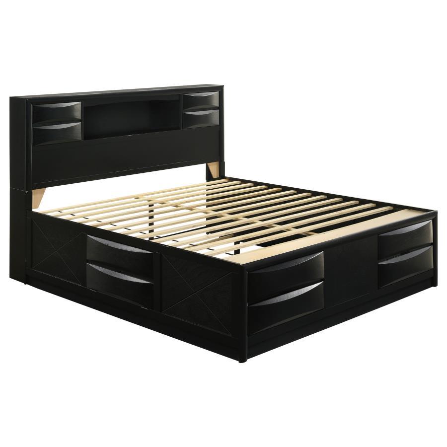 Briana Wood Eastern King Storage Bookcase Bed