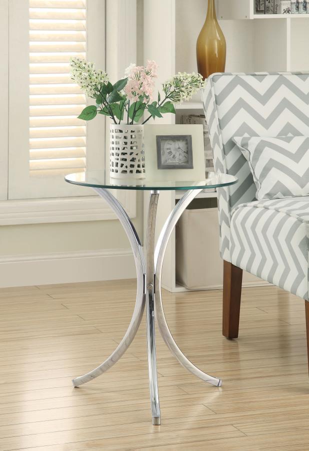 Eloise - Round Glass Top Accent Side Table