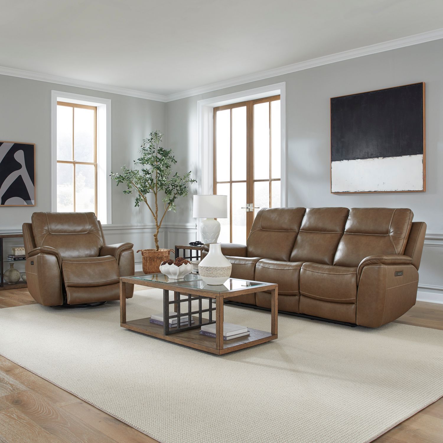 Collins Sofa Set – Transitional Brown Sofa