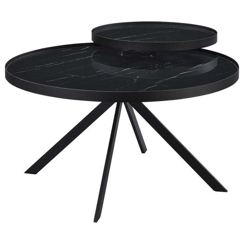 Briggs Round Marble Printed Glass Top Coffee Table