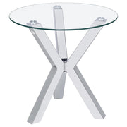 Kenzie Round Tempered Glass Top End Table