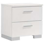 Felicity White High Gloss 2-Drawer Nightstand