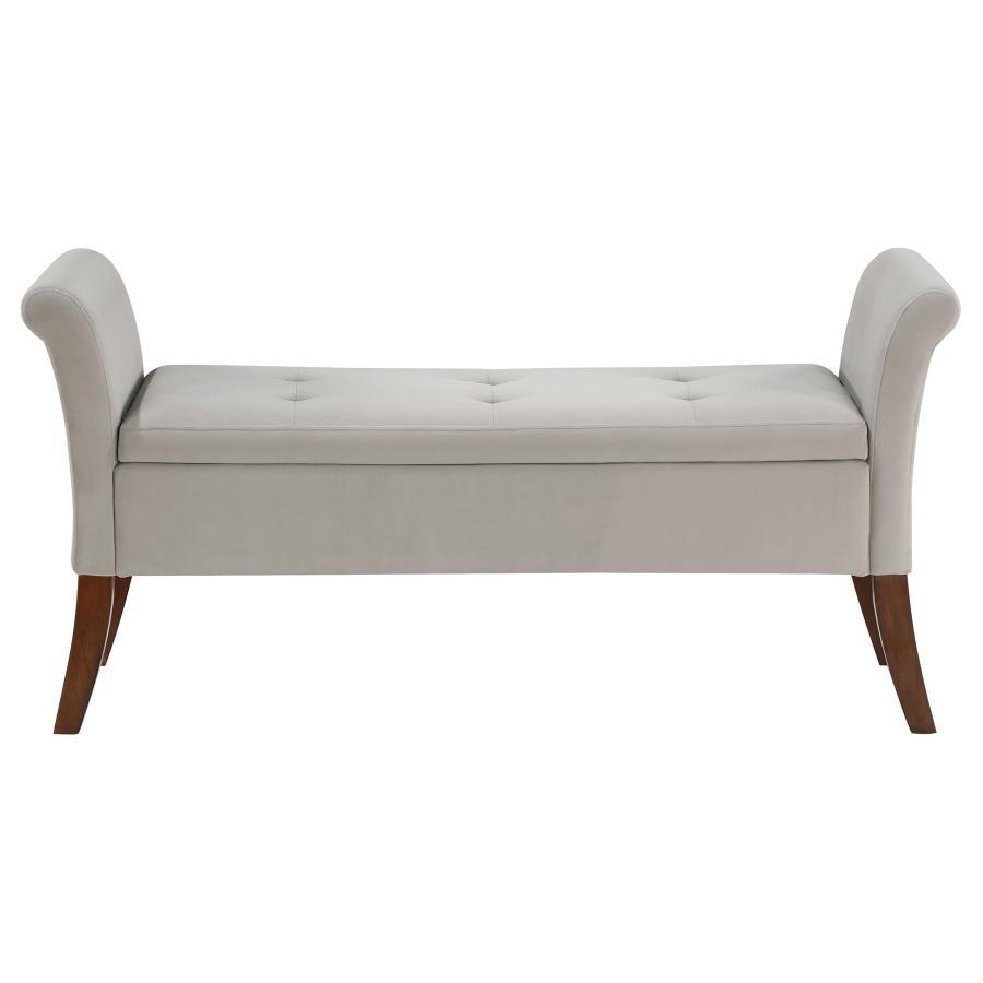Farrah Velvet Upholstered Rolled Arm Storage Bench