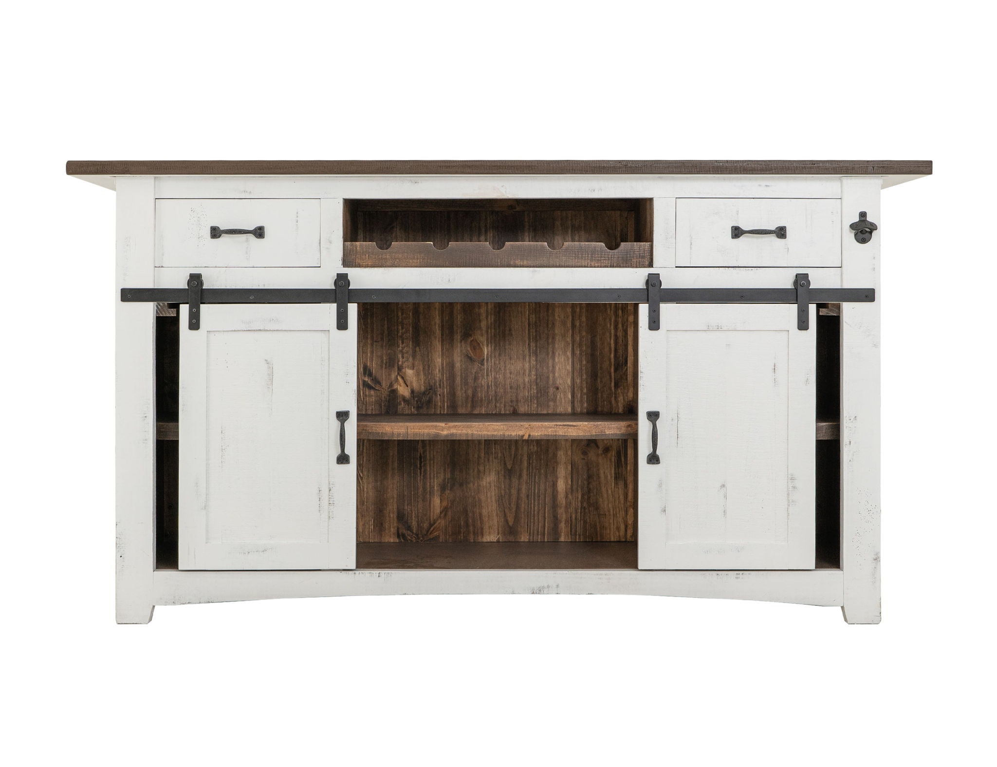 Pueblo 2-Drawer, 2-Shelf, 2-Door Solid Pine