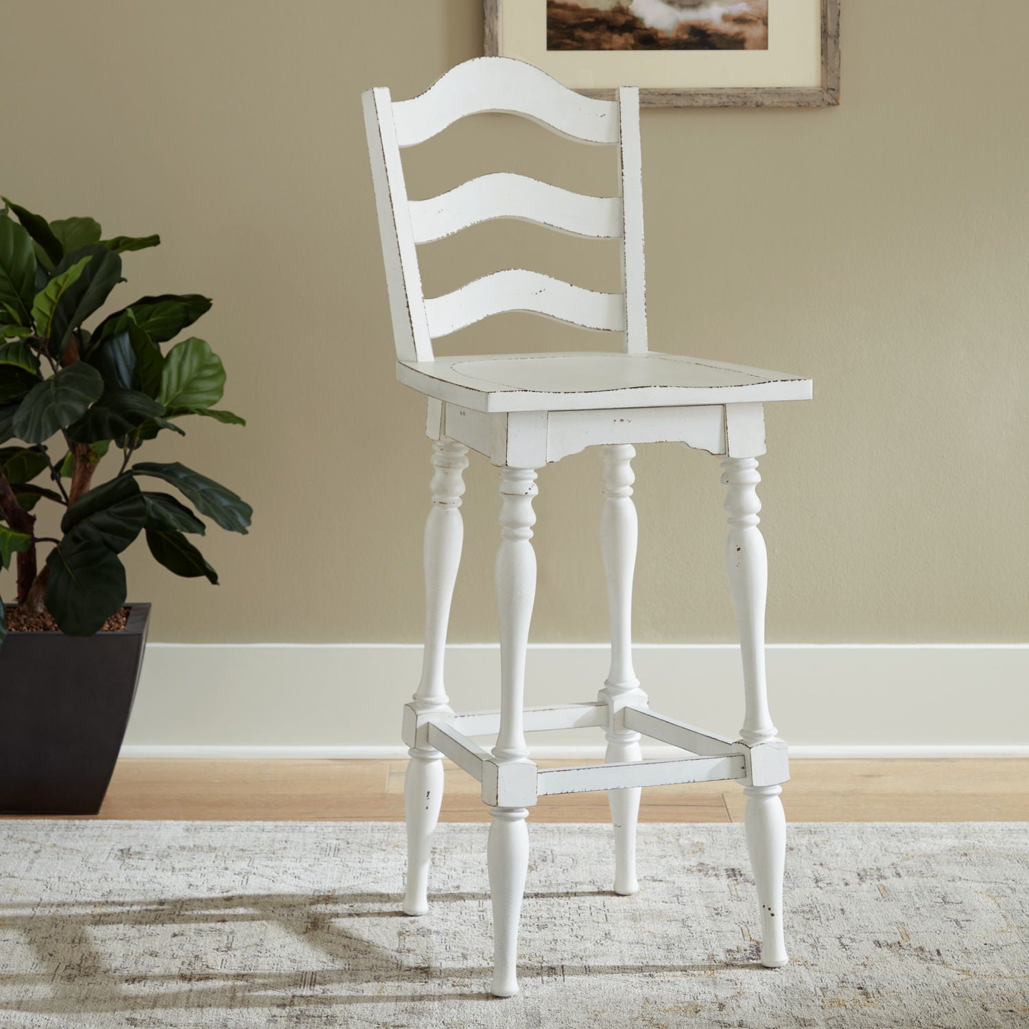 Magnolia Manor Ladderback Swivel Bar Stool