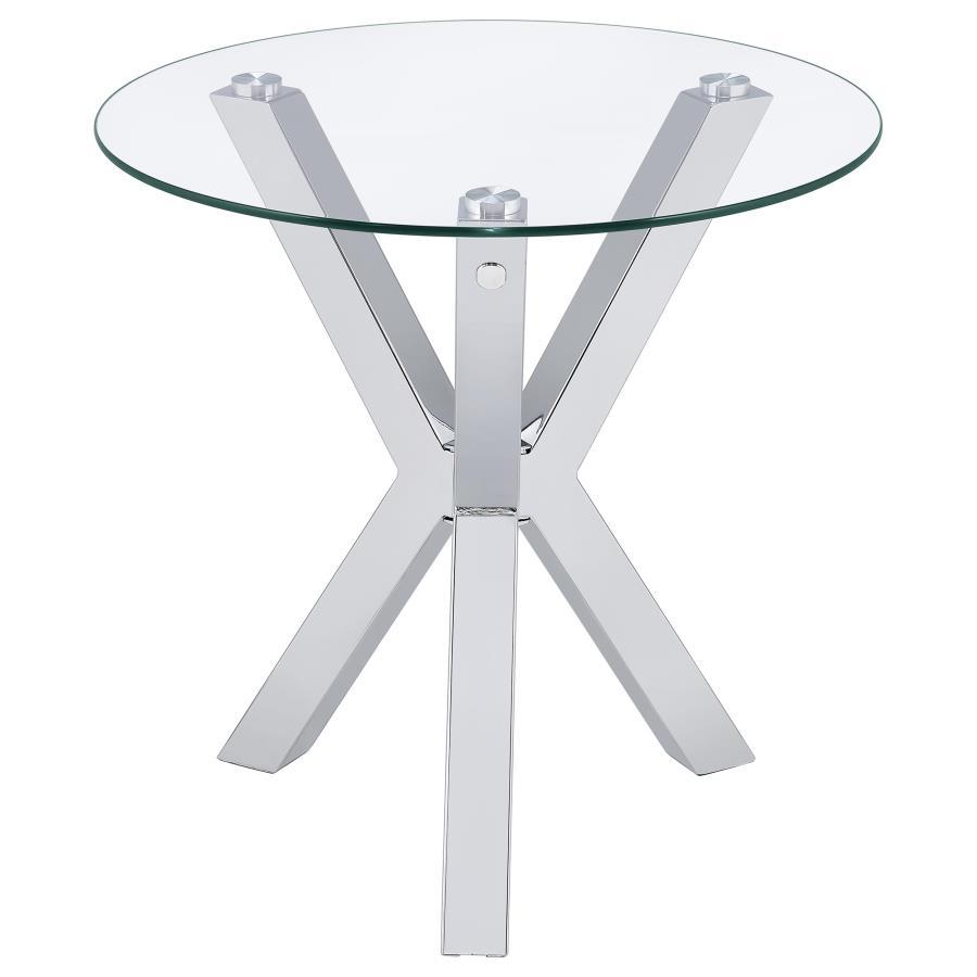 Kenzie Round Tempered Glass Top End Table
