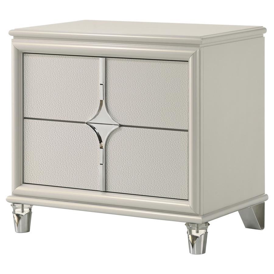 Olivia 2-Drawer Nightstand in Pearl White