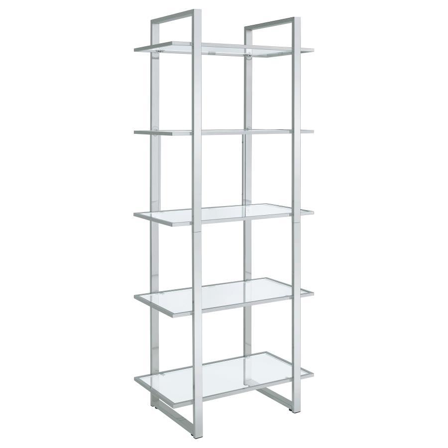 Hartford 5-Shelf Glass Bookshelf