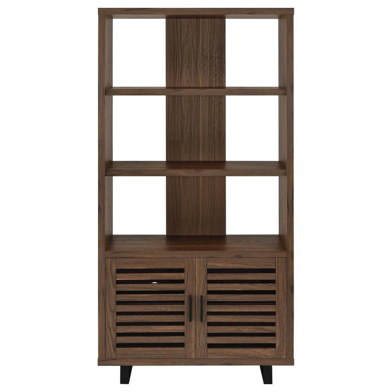 Maddox 3-Shelf Cabinet Bookcase in Walnut