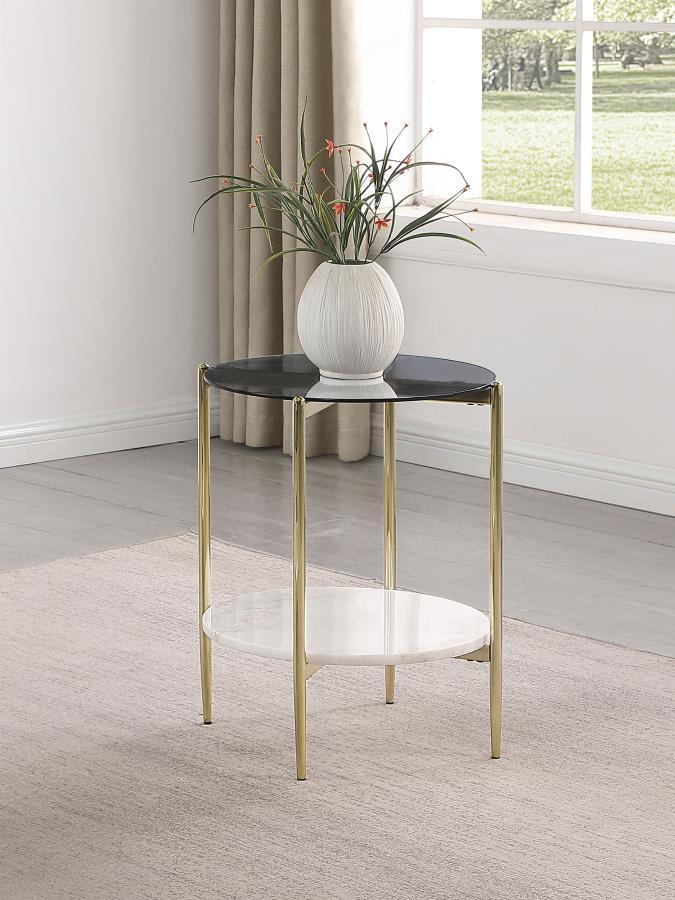 Jonelle Round Glass Top End Table