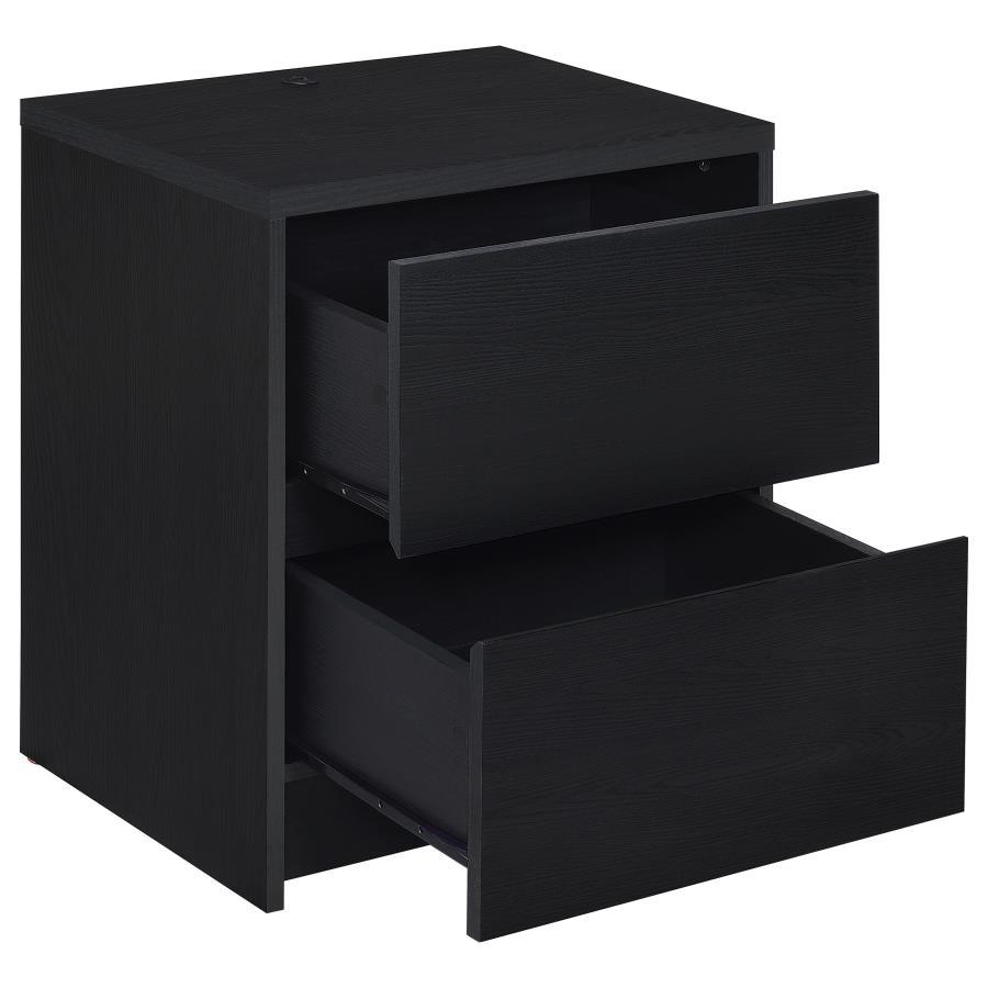 2-Drawer Nightstand with LED Motion Light & Dual USB Ports