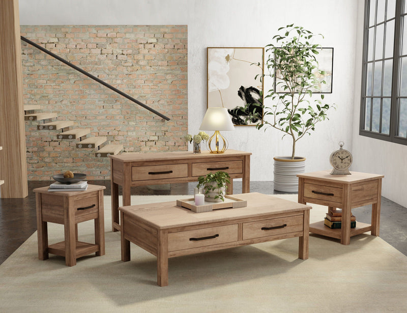 Natural Parota - 1 Drawer Chairside Table - Brown Cappuccino