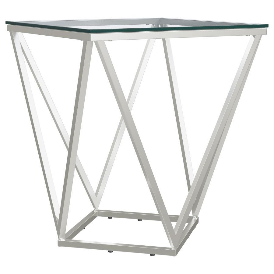 Brittania - Square Glass Top Geometric End Table