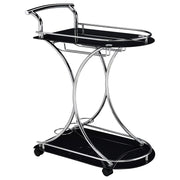 Elfman 2-Tier Glass Shelf Metal Bar Cart
