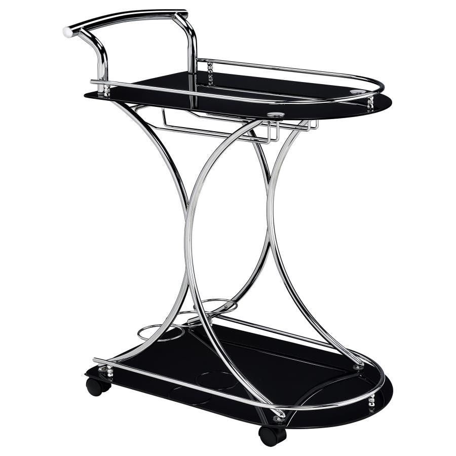 Elfman 2-Tier Glass Shelf Metal Bar Cart