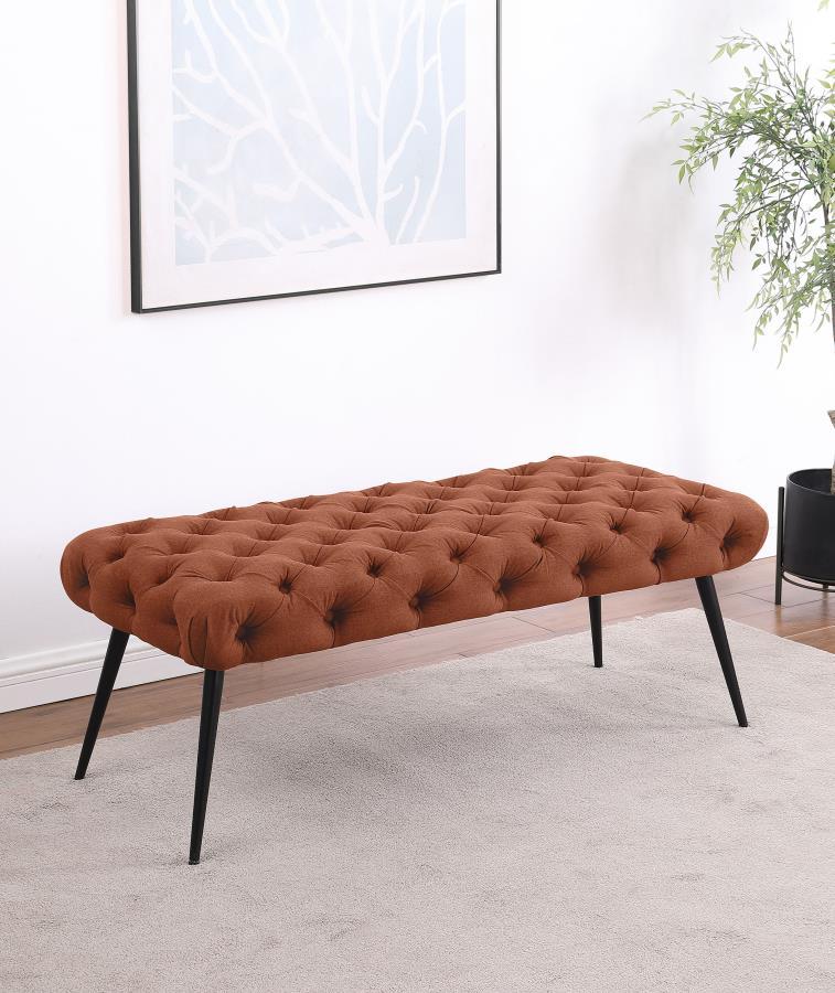 Ella Upholstered Tufted Bench with Metal Legs
