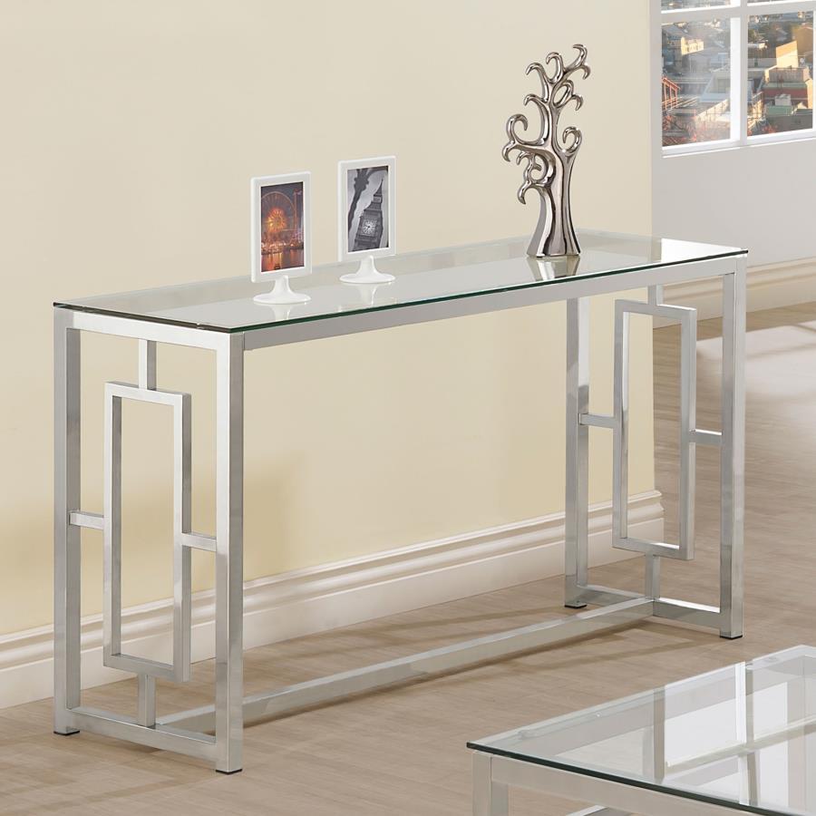 Merced Glass Top Metal Entryway Console Table