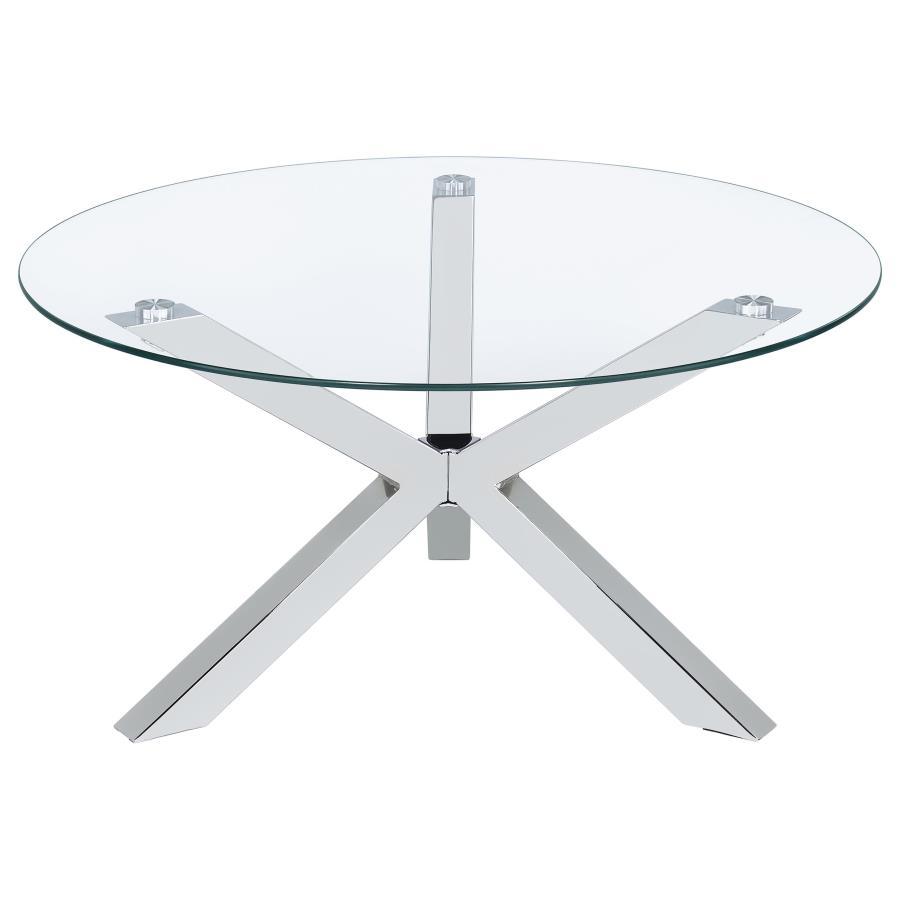 Kenzie Round Tempered Glass Top End Table