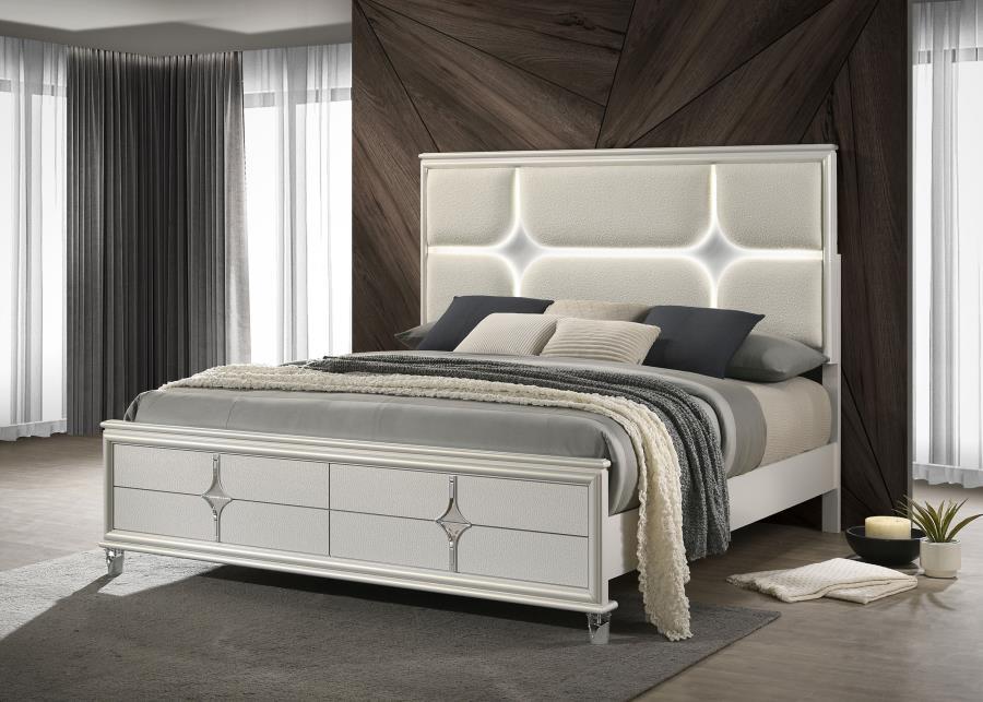 Olivia Queen Panel Bed with LED Headboard