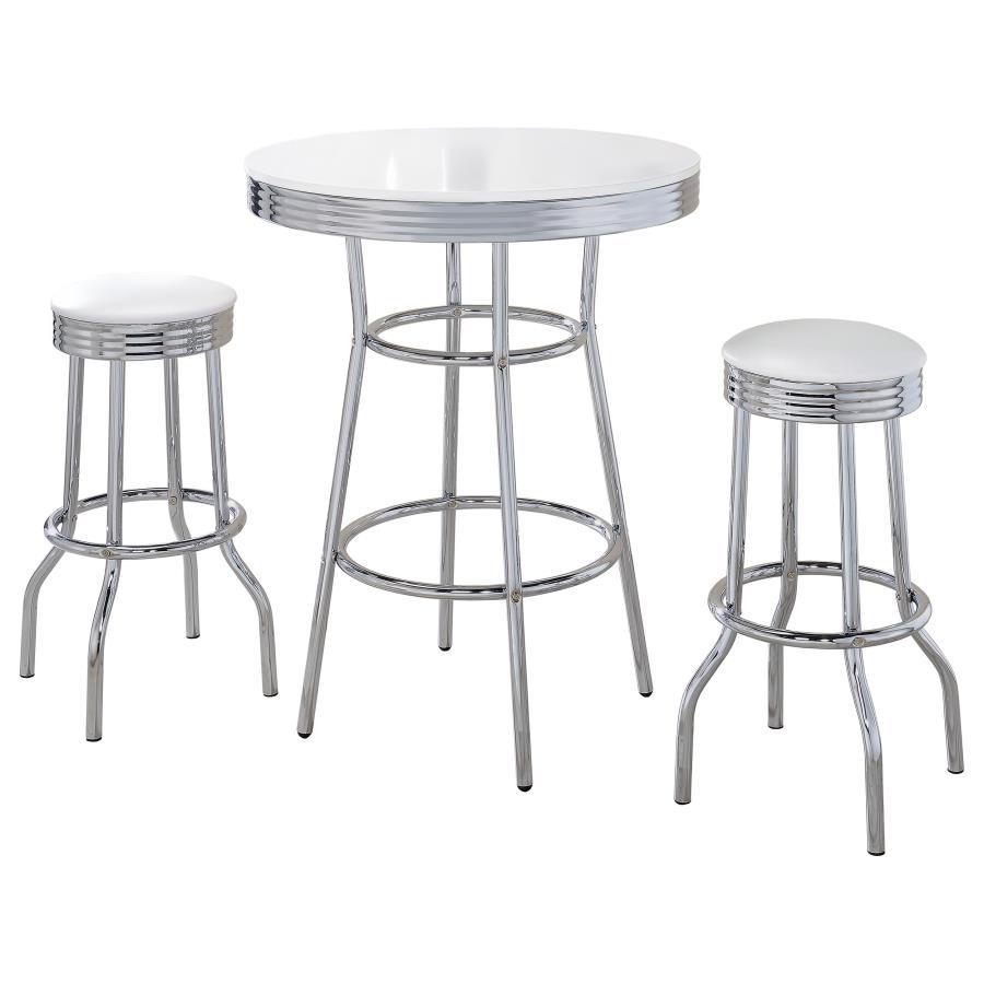 Retro 3-Piece Round 1950s Bistro Pub Bar Table Set