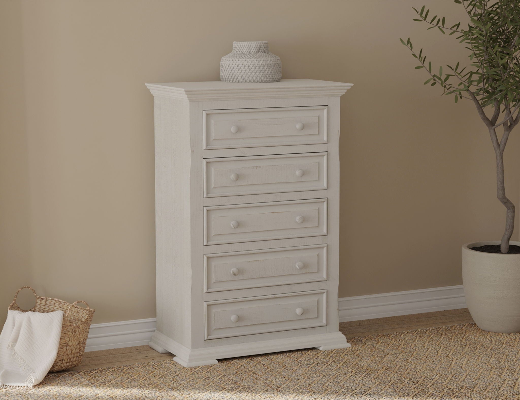 Terra 5 Drawer Chest Solid Pine Wood
